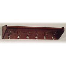 Load image into Gallery viewer, Wooden Mallet 37-Inch 6-Nickel Hook Shelf, Mahogany
