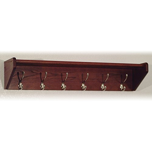Wooden Mallet 37-Inch 6-Nickel Hook Shelf, Mahogany