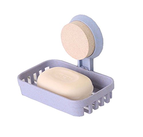 DRAGON SONIC Single Layer Soap Box Drain Water Wall Suction Bathroom Wall-Blue