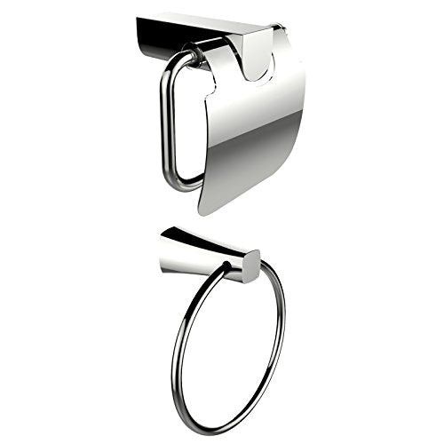 American Imaginations AI-13334 Towel Ring with Toilet Paper Holder Accessory Set, Chrome Plated