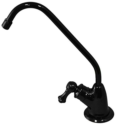 Pureteck F-07-BLK Euro Style Non Air-Gap RO Faucet for Reverse Osmosis with Quarter Turn Knob, Black