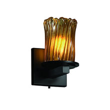 Load image into Gallery viewer, Justice Design Group Veneto Luce 1-Light Wall Sconce - Matte Black Finish with Amber Venetian Glass Shade
