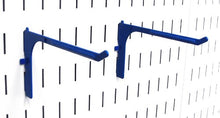Load image into Gallery viewer, Wall Control Pegboard 6in Reach Extended Slotted Hook Pair - Slotted Metal Pegboard Hooks for Wall Control Pegboard and Slotted Tool Board  Blue
