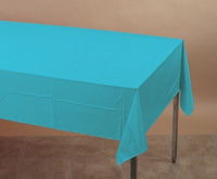 Pack of 6 Tropical Bermuda Blue Disposable Tissue/Poly Banquet Party Tablecovers 9'