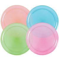 Hard Plastic Plates, 9-Inch Round, Party/Luncheon Plates, Assorted Neon, 20-Count