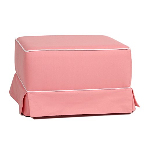 Little Castle Ottoman, Baby Pink with White Piping, Small