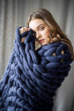 Load image into Gallery viewer, Chunky Knit Blanket. Throw Blanket. Merino Wool Blanket, Organic Certified. Arm Knit Blanket. Knitted Blanket from Chunky Yarn.
