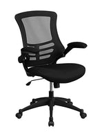 Flash Furniture Mid Back Black Mesh Swivel Task Chair with Mesh Padded Seat and Flip Up Arms