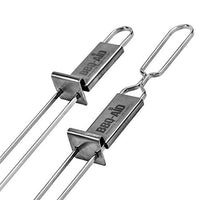 BBQ-Aid Premium Barbecue Skewers - Double Pronged, Quick Release Stainless Steel - Shish Kabob, Shrimp, Meat, Chicken, Veggies & More (2)