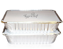 Load image into Gallery viewer, TigerChef TC-20337 Durable Aluminum Oblong Foil Pan Containers with Clear Board Lids, 2-1/4 Pound Capacity, 8.44&quot; x 5.89&quot; x 1.8&quot; Size (Pack of 25)
