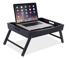 Load image into Gallery viewer, BIRDROCK HOME Wood Bed Tray with Folding Legs - Work from Home - Wide Breakfast Serving Tray Lap Desk with Sides and Handles - Black
