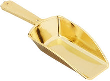 Load image into Gallery viewer, Candy Scoop Set - Package of 12 Shiny Gold Plastic Scoops for Wedding and Party Candy Buffets
