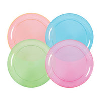 Hard Plastic Plates, 6-Inch Round, Party/Dessert Plates, Assorted Neon, Value Pack- 40 Count