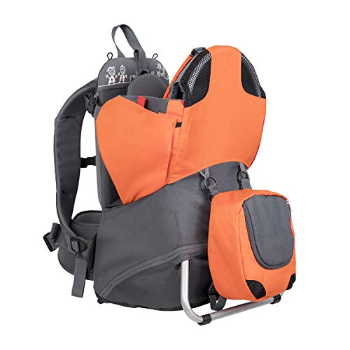 phil&teds Parade Child Carrier Frame Backpack, Orange  Compact, Lightweight (4.4lbs)  Holds a 40lb Child  Ergo Fit Harness  Waterproof  Minipack Included - 2 Year Guarantee