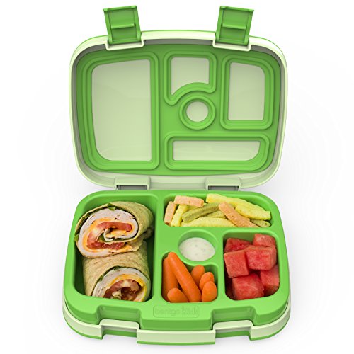 Bentgo Kids Childrens Lunch Box - Bento-Styled Lunch Solution Offers Durable, Leak-Proof, On-the-Go Meal and Snack Packing (Green)