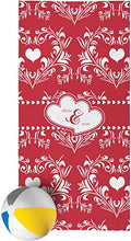 Load image into Gallery viewer, YouCustomizeIt Heart Damask Beach Towel (Personalized)
