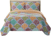 Royal Hotel Dahlia Full Size, Over-Sized Coverlet 7pc Bedding Set, Luxury Microfiber Printed Quilt