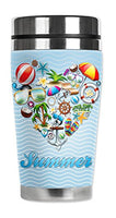 Mugzie brand 16-Ounce Travel Mug with Insulated Wetsuit Cover - I Summer Heart