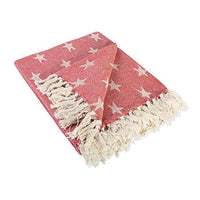 DII Woven Throw Blanket with Decorative Fringe, Star, Tango Red