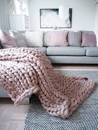 Chunky Knit Blanket. Throw Blanket. Merino Wool Blanket, Organic Certified. Arm Knit Blanket. Knitted Blanket from Chunky Yarn.