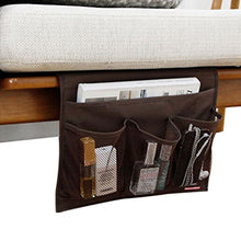 Load image into Gallery viewer, 4 Pockets Tidy Bedside Caddy Organizer Hanging Storage Mattress Armrest Chair Desk TV Remote Controller Holder Bag Table Cabinet Magzine Book Cellphone iPad Pouch for Dorm Bedroom
