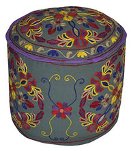 Load image into Gallery viewer, Lalhaveli Room Decorative Handmade Round Ottoman Cover 18 X 18 X 14 Inches
