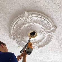 Load image into Gallery viewer, Ekena Millwork CM15BA2 Baltimore Ceiling Medallion, 15 3/8&quot;OD x 4 1/4&quot;ID x 1 1/2&quot;P (Fits Canopies up to 5 1/2&quot;), Factory Primed, Split
