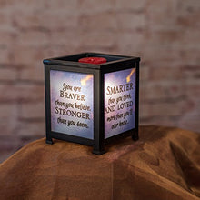 Load image into Gallery viewer, Elanze Designs Braver Stronger Smarter Black Metal Electrical Wax Tart and Oil Glass Lantern Warmer

