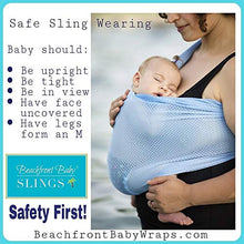 Load image into Gallery viewer, Beachfront Baby - Versatile Water &amp; Warm Weather Ring Sling Baby Carrier | Made in USA with Safety Tested Fabric &amp; Aluminum Rings | Lightweight, Quick Dry &amp; Breathable (Sky Blue, One Size)
