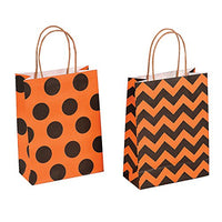 Fun Express Halloween Pattern Craft Bags for Halloween - Party Supplies - Bags - Paper Gift W & Handles - Halloween - 12 Pieces