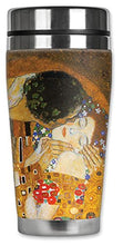 Load image into Gallery viewer, Mugzie &quot;Klimt: The Kiss&quot; Stainless Steel Travel Mug with Insulated Wetsuit Cover, 20 oz, Black
