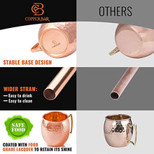 Load image into Gallery viewer, Moscow Mule Copper Mugs - Set of 4 - 100% HANDCRAFTED Pure Solid Copper Mugs - 16 Oz Gift Set with Highest Quality Cocktail Copper Straws, Copper Shot Glass &amp; 2 E-Books by Copper-Bar

