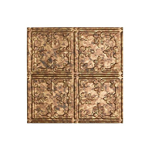 FASDE Traditional Style/Pattern 10 Decorative Vinyl Glue Up Ceiling Panel in Cracked Copper (12X12 Inch Sample)