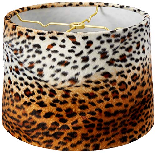 Royal Designs, Inc. Shallow Drum Hardback Lamp Shade, Light Leather, 15 x 16 x 10, leopard (HB-621-10)