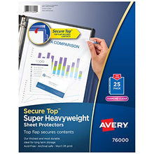 Load image into Gallery viewer, Avery 76000 Secure Top Sheet Protectors, Super Heavy Gauge, Letter, Diamond Clear (Pack of 25)
