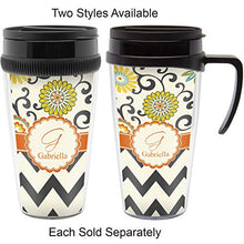 Load image into Gallery viewer, Swirls, Floral &amp; Chevron Acrylic Travel Mug with Handle (Personalized)

