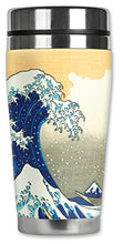 Load image into Gallery viewer, Mugzie &quot;Hokusai: Great Wave&quot; Stainless Steel Travel Mug with Insulated Wetsuit Cover, 20 oz, Black
