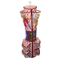 Paula Deen Round Gift Wrap Organizer - Heavy Duty Storage for Wrapping Paper, Gift Bags, Bows, Ribbon and More - Organize Your Closet with this Hanging Bag & Box to Have Organization, Clear Pockets