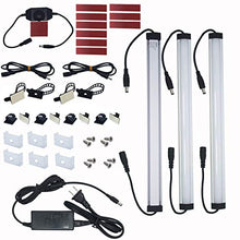 Load image into Gallery viewer, Litever Under Cabinet LED Light Bar Kits Plug in 3 pcs 12 inches Light Bars per Set Warm White 3000K 20W 1100 Lumen Dimmable for Kitchen Cabinets Counters Bookcases (3 Bars Kit-3000K)

