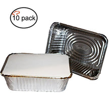 Load image into Gallery viewer, TigerChef Durable Aluminum Oblong Foil Pan Containers with Board Lids, 5 Pound Capacity, 9.63&quot; x 7.13&quot; x 2.75&quot; Size (Pack of 10)
