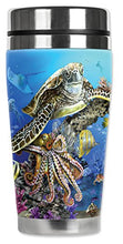 Load image into Gallery viewer, Mugzie &quot;Sea Life&quot; Stainless Steel Travel Mug with Insulated Wetsuit Cover, 20 oz, Black
