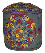 Load image into Gallery viewer, Lalhaveli Room Decorative Handmade Round Ottoman Cover 18 X 18 X 14 Inches

