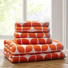 Load image into Gallery viewer, Lita Cotton Bathroom Towels , Jacquard Highly Absorbent Bath Towel Set , 6-Piece Include 2 Bath Towels &amp; 4 Hand Towels ,  Orange Grey
