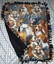 Load image into Gallery viewer, Bulldog Poodle Retriever Sherpard Dogs Hand Tied Fleece Baby Pet Lap Blanket 30&quot; x 24&quot;
