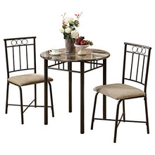 Load image into Gallery viewer, Monarch Specialties Bronze Metal and Cappuccino Marble Bistro Dining Set, 3-Piece
