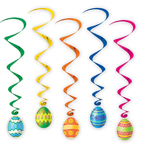 Beistle 40050 5-Pack Easter Egg Whirls for Parties, 3-Feet 4-Inch