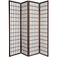 Oriental Furniture 6 ft. Tall Window Pane Shoji Screen - Walnut - 4 Panels