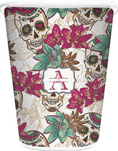 Load image into Gallery viewer, RNK Shops Sugar Skulls &amp; Flowers Waste Basket - Single Sided (White) (Personalized)
