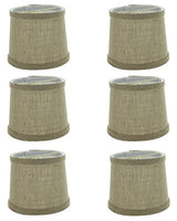 Upgradelights 6 Inch Set of 6 Burlap with Trim Drum Shaped Chandelier Lamp Shades 5x6x5