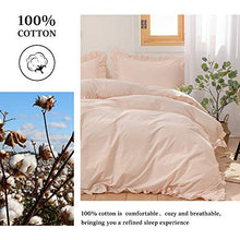 Load image into Gallery viewer, Simple&amp;Opulence Kids 100% Cotton Duvet Cover with Ruffled King(104&quot;x 92&quot;)- 3 Pieces 1 Comforter Cover 2 Pillowcases - Rose Pink- Organic High End Floral Frill Lightweight Bedding Set
